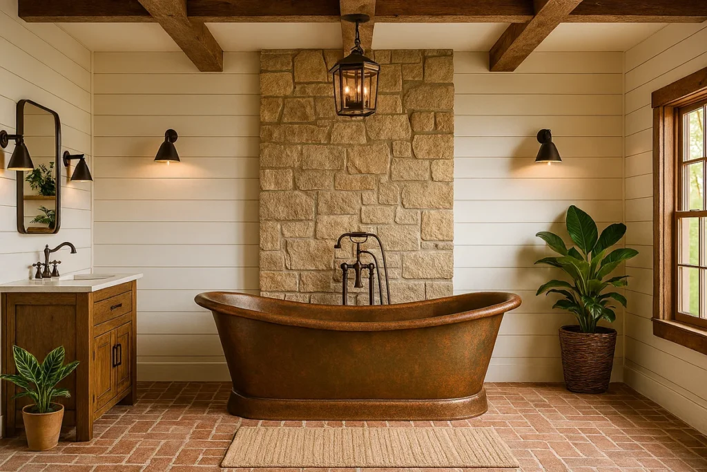 Phong Cách Rustic & Farmhouse: Khi Vẻ Đẹp Mộc Mạc Gặp Gỡ Sự Sang Trọng Ấm Áp 27 Bí Quyết Kiến Tạo Phòng Tắm Rustic & Farmhouse Hoàn Hảo