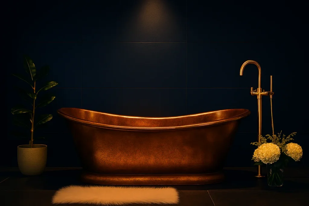 7+ Ý Tưởng Thiết Kế Phòng Tắm Master Sang Trọng Với Bồn Tắm Đồng Mot y tuong phong tam dep day tao bao va ca tinh tao ra mot khong gian sau lang va thu thai