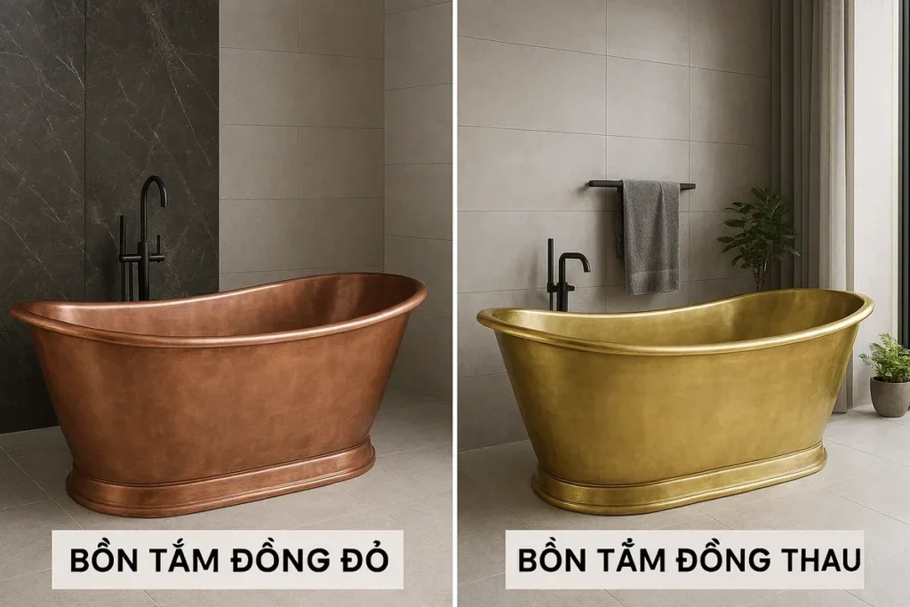 Phân Biệt Bồn Tắm Đồng Đỏ và Đồng Thau