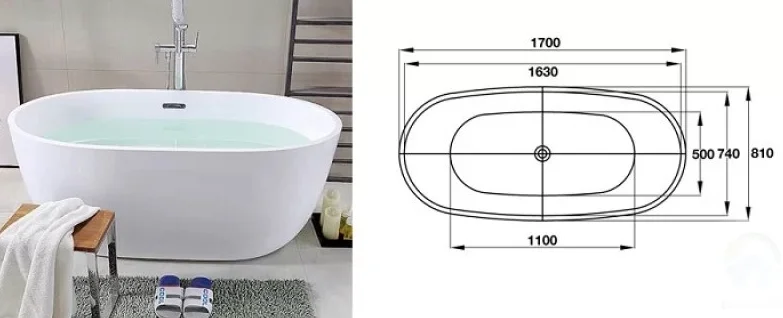 Kích thước bồn tắm nằm chuẩn nhất 2025: Cách chọn Size cho mọi không gian 3 Kích thước bồn tắm nằm chuẩn nhất 2025: Cách chọn Size cho mọi không gian Kich thuoc bon tam dat san 1700 x 800 x 600 mm 1