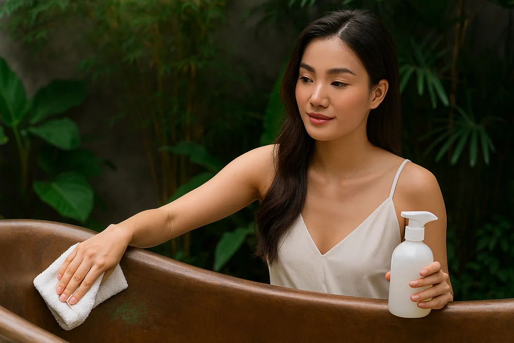 Cách Xử Lý Vết Ố Xanh Trên Bồn Tắm Đồng Nhanh Chóng và An Toàn 19 Luôn sử dụng khăn mềm và các dung dịch dịu nhẹ để xử lý ố bồn tắm đồng