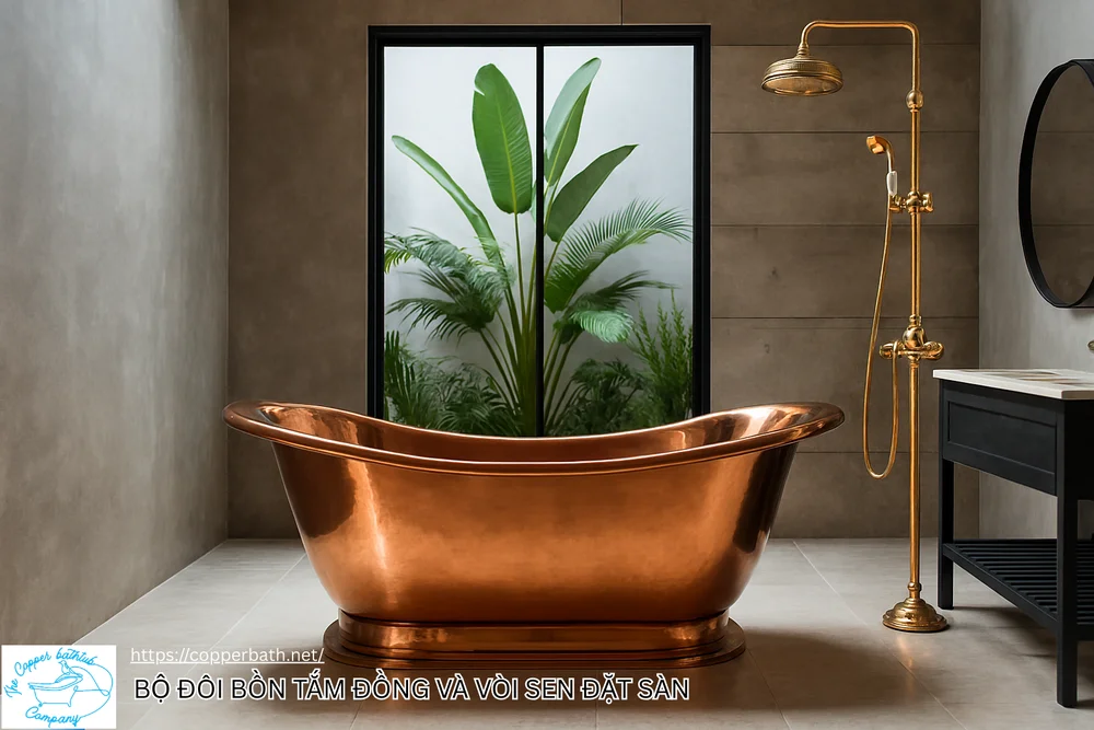 Top 5 Loại Vòi Sen Xả Bồn (Sen Đặt Sàn) Đẹp Nhất Cho Bồn Tắm Đồng 4 Bộ đôi bồn tắm đồng và vòi sen đặt sàn