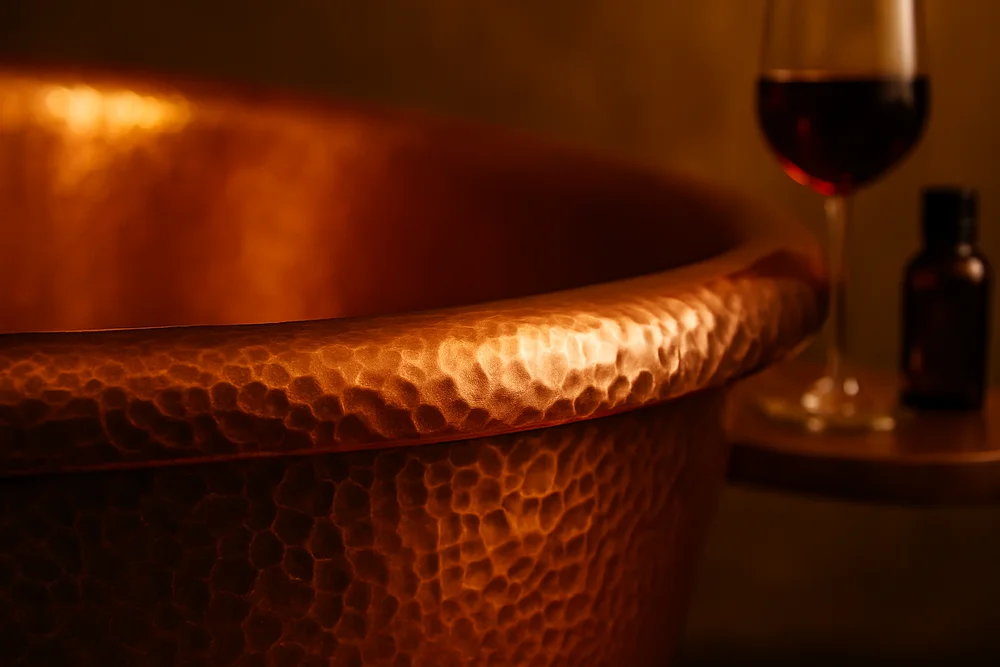 Top 7 Thương Hiệu Bồn Tắm Cao Cấp Nhập Khẩu Đáng Mua Nhất Tại Việt Nam Can canh van bua thu cong tren bon tam dong nguyen chat cua The Copper Bathtub Company