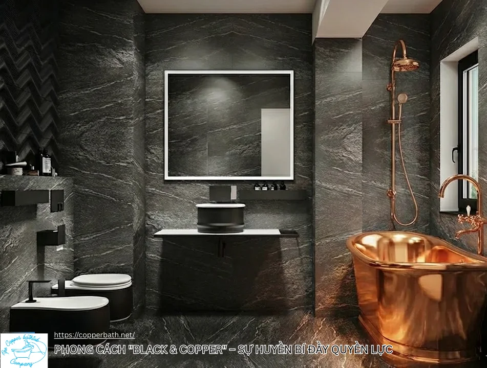 Cách Xử Lý Phòng Tắm Nhỏ 3m2 Vẫn Có Bồn Tắm Cực Chill. Gợi ý 10 phong cách phòng tắm nhỏ xu hướng 12 PHONG CÁCH Black & Copper Sự huyền bí đầy quyền lực