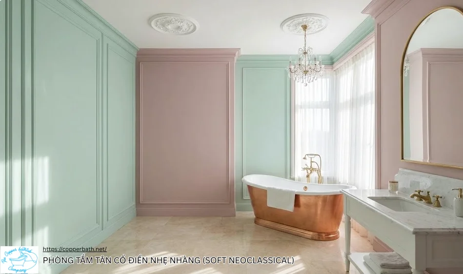 10 Mẫu Phòng Tắm Tân Cổ Điển Đẹp Hút Hồn 7 10 Mẫu Phòng Tắm Tân Cổ Điển Đẹp Hút Hồn Phong tam tan co dien nhe nhang Soft Neoclassical