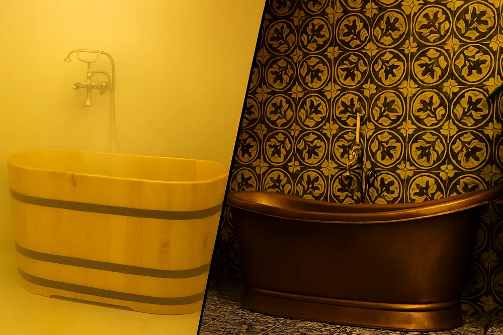 So Sánh Bồn Tắm Gỗ và Bồn Tắm Đồng: Lựa Chọn Nào Cho Phong Cách Á Đông?Bồn tắm gỗ so sanh bon tam go va bon tam dong phong cach a dong 1