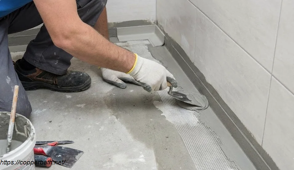 Chống thấm phòng tắm khi lắp đặt bồn tắm nằm: Những lưu ý sống còn  Ky thuat bo goc chan tuong va dan luoi thuy tinh chong nut